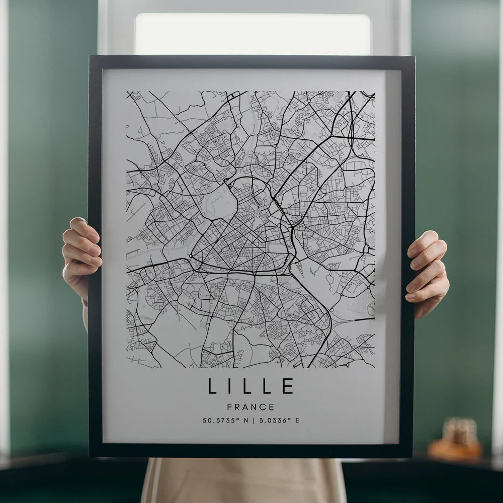 Lille City Map Wall Art