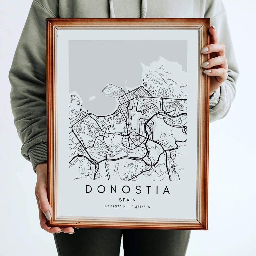 Donostia Map Canvas Wall Art