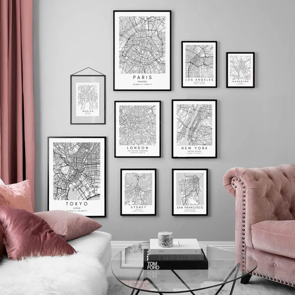 Nordic City Map Print Wall Art