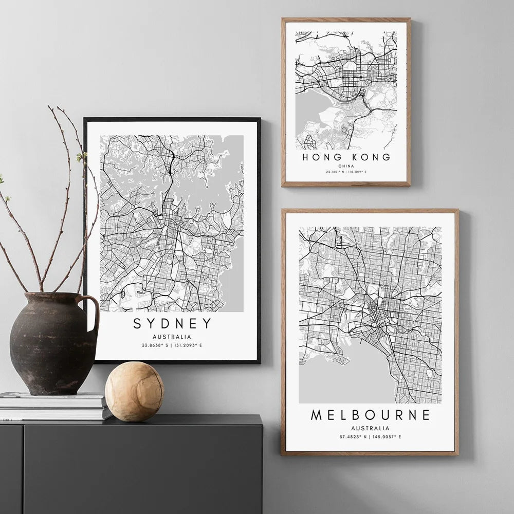 Nordic City Map Print Wall Art