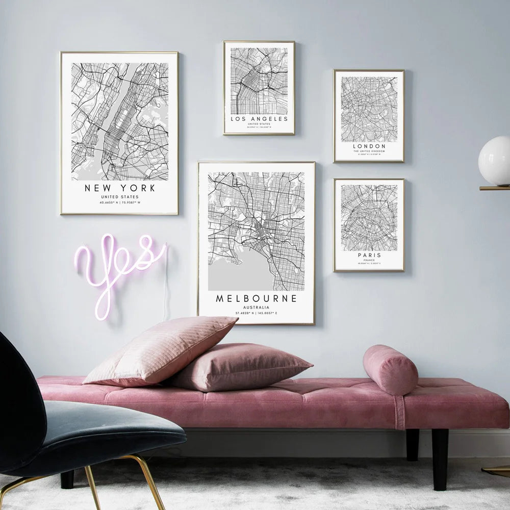 Nordic City Map Print Wall Art