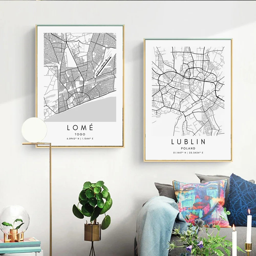 Nordic City Map Print Wall Art