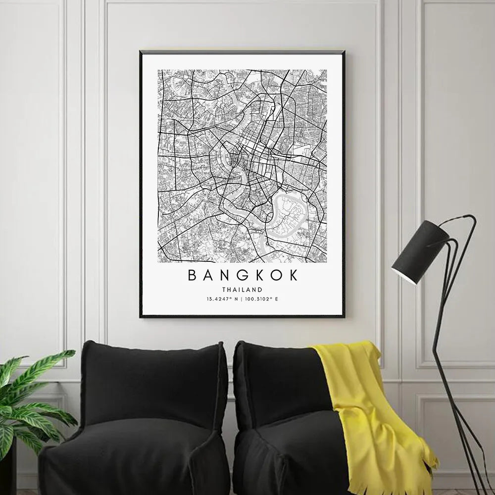 Nordic City Map Print Wall Art