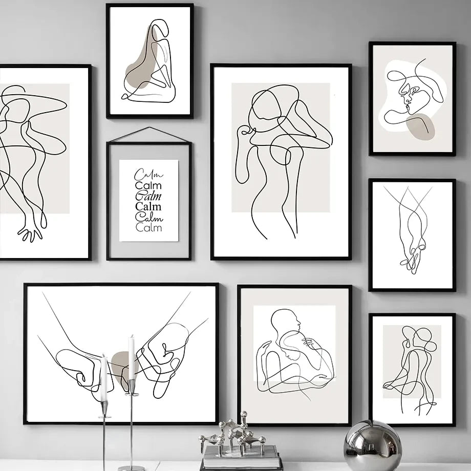 Line Figure Lovers Wall Art