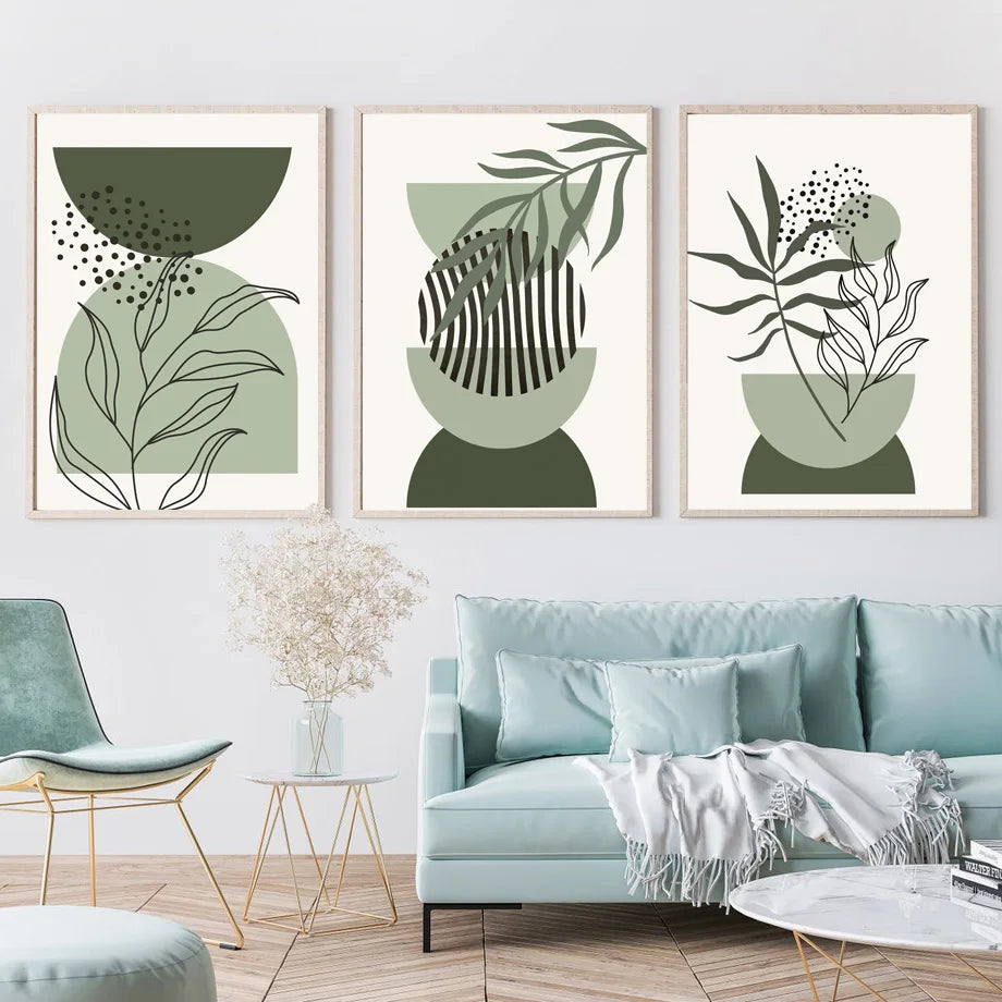 Geometric Boho Leaves Art