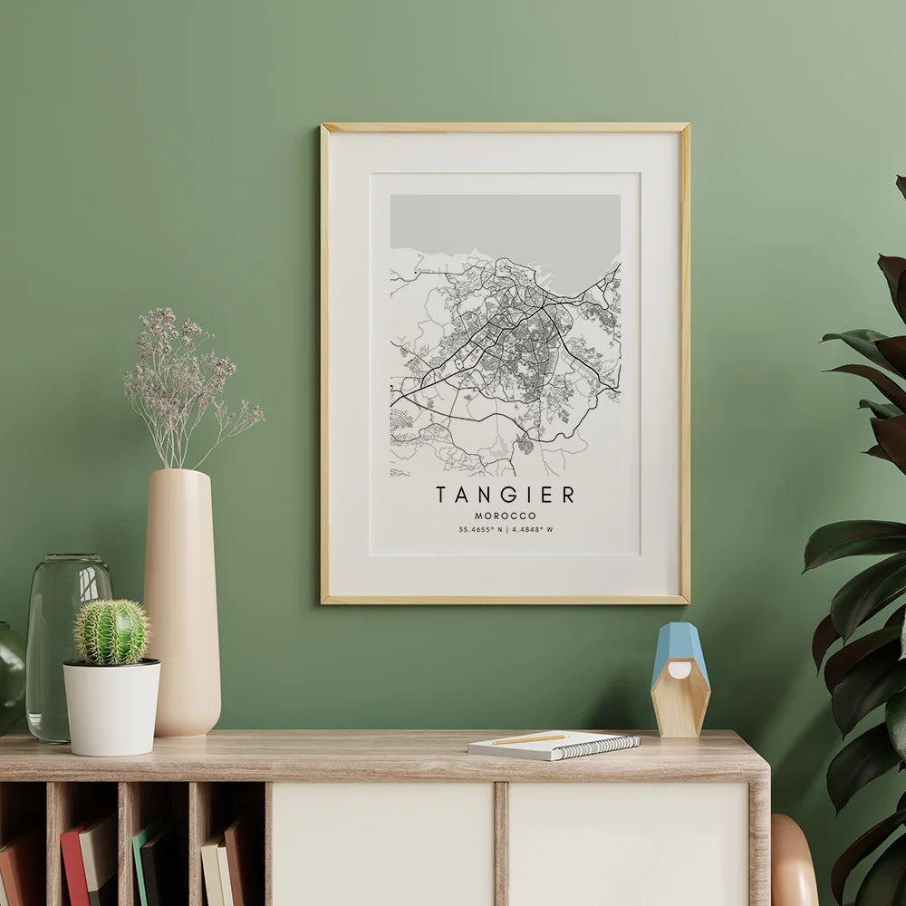 Tangier City Map Wall Art