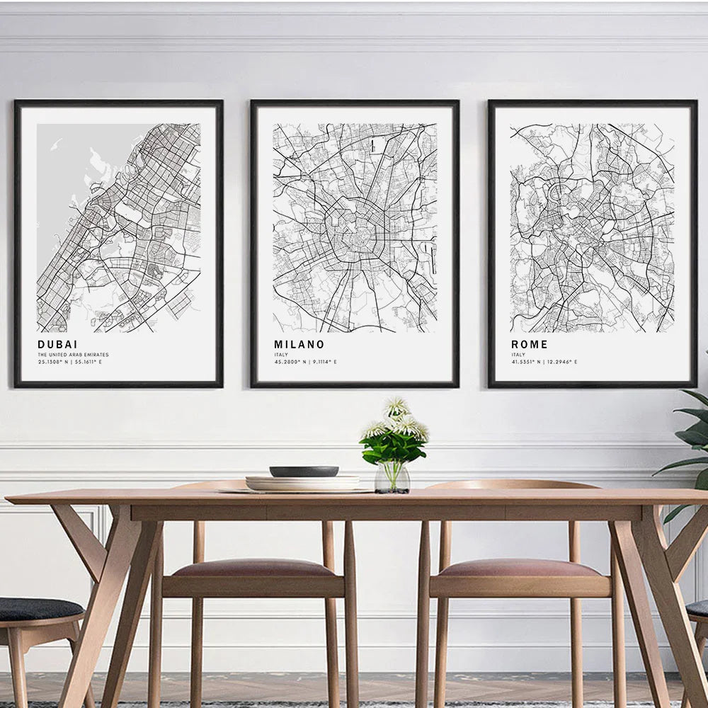 City Maps Print Wall Art