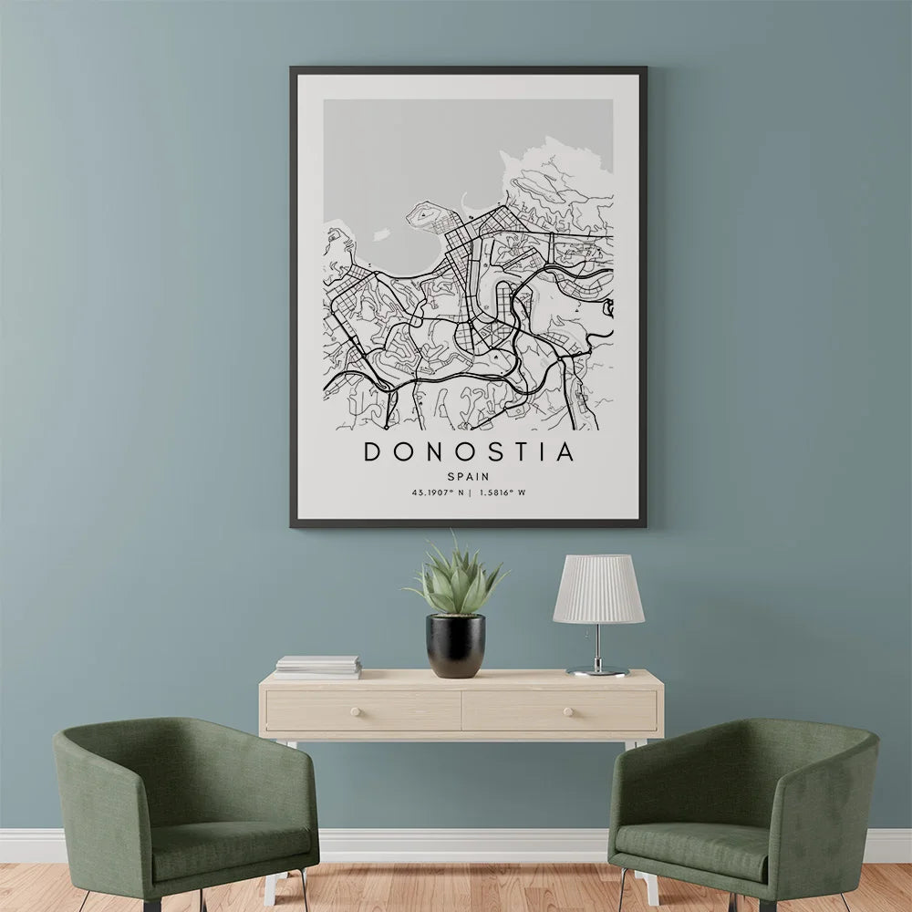 Donostia Map Canvas Wall Art