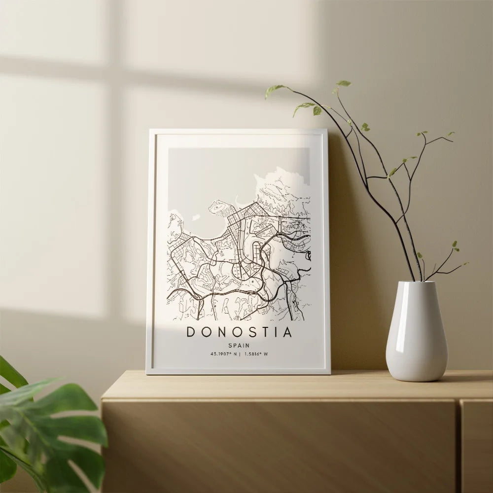 Donostia Map Canvas Wall Art