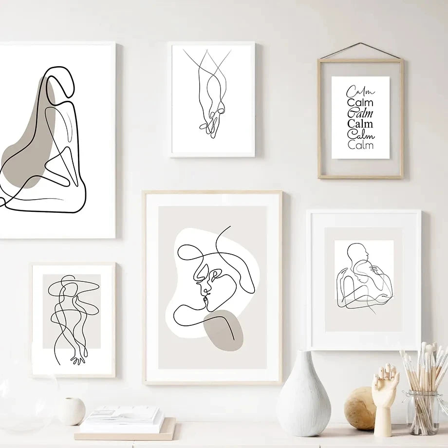 Line Figure Lovers Wall Art