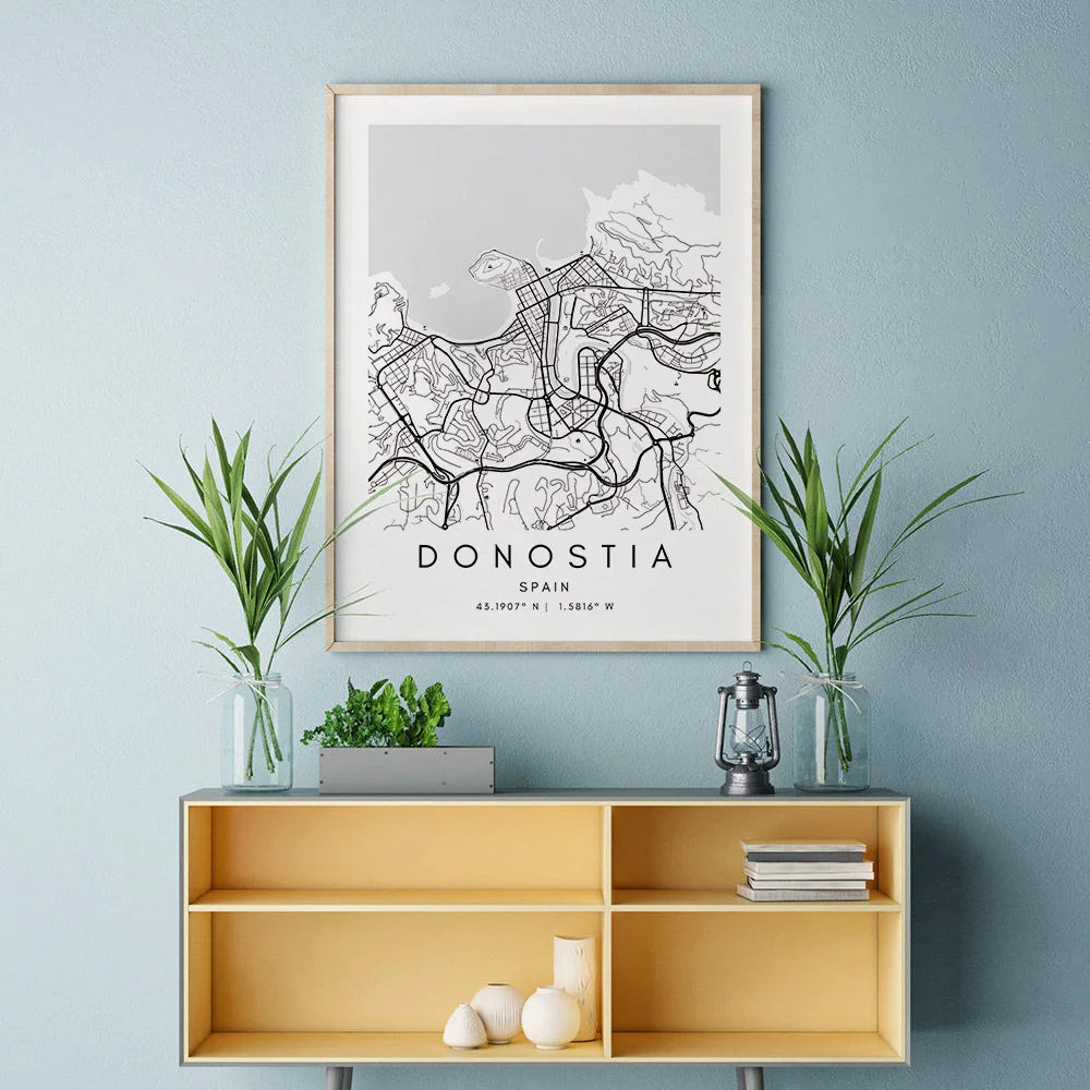 Donostia Map Canvas Wall Art