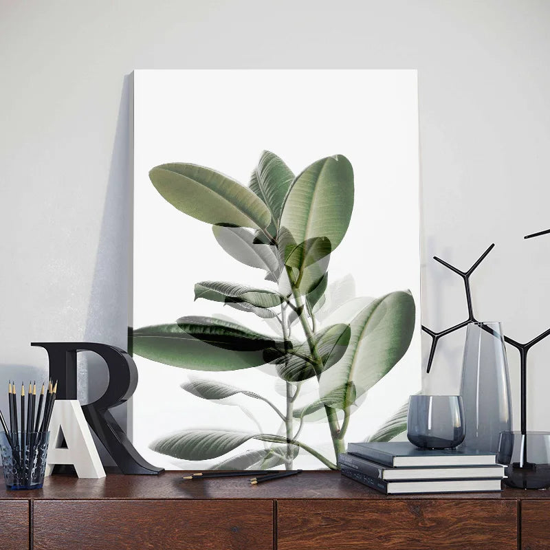 Sage Green Leaves Canvas Art