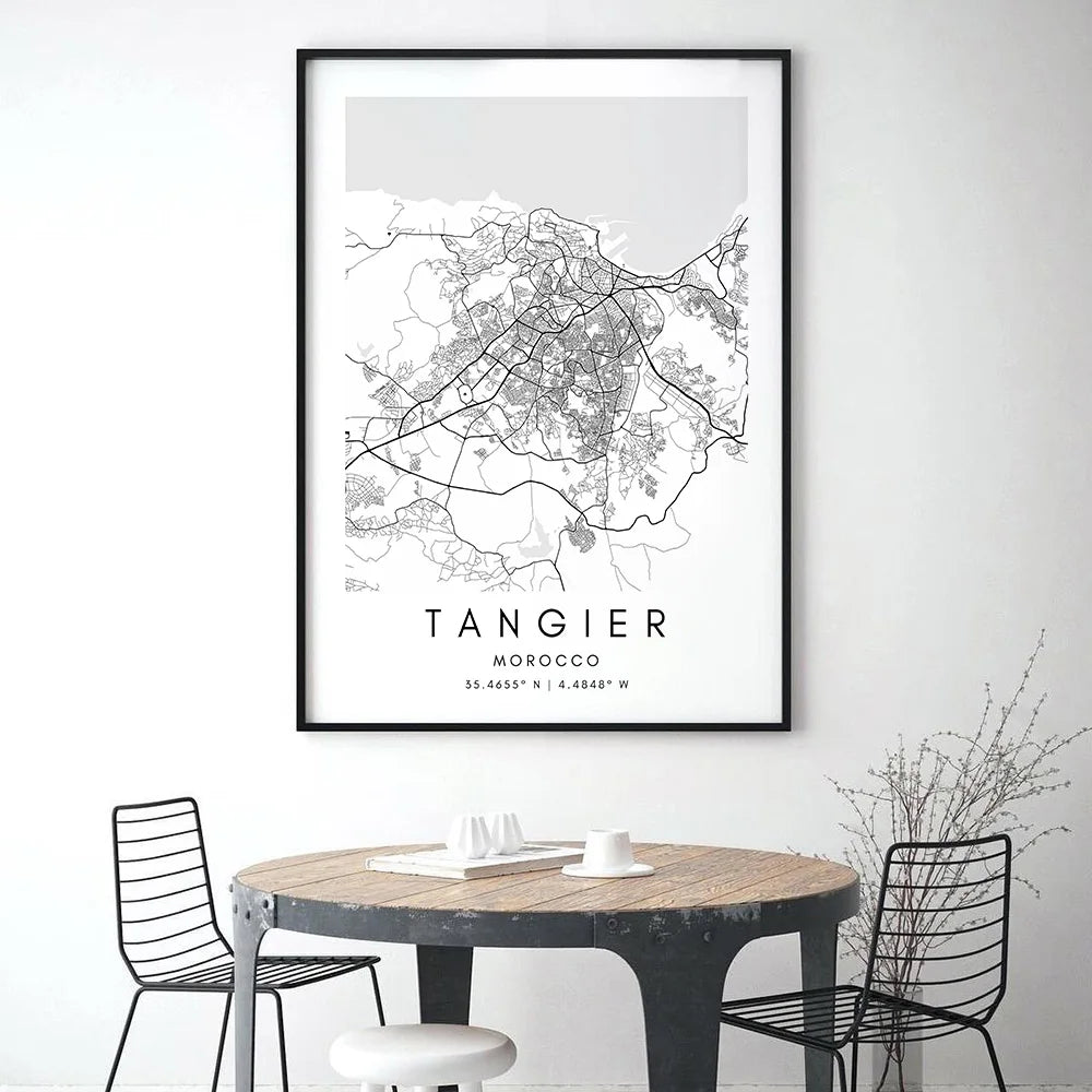 Tangier City Map Wall Art