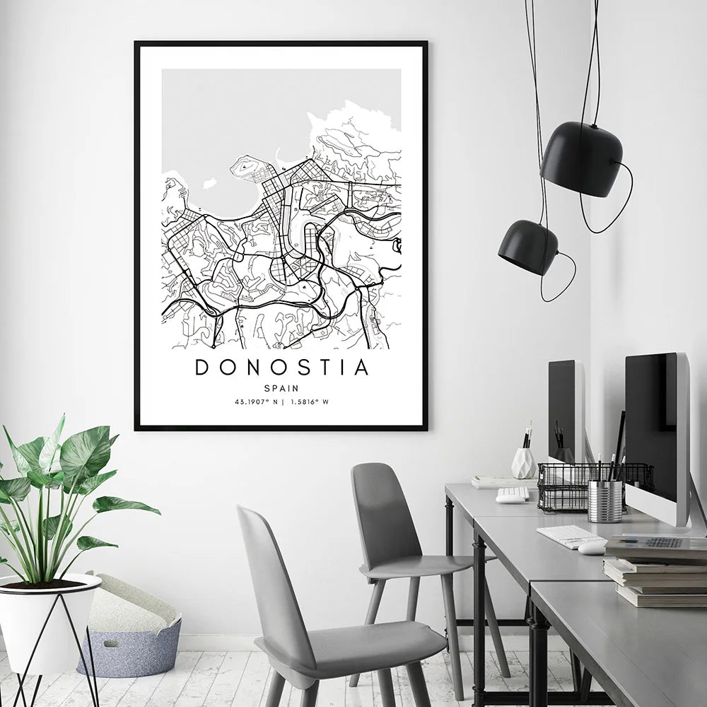 Donostia Map Canvas Wall Art