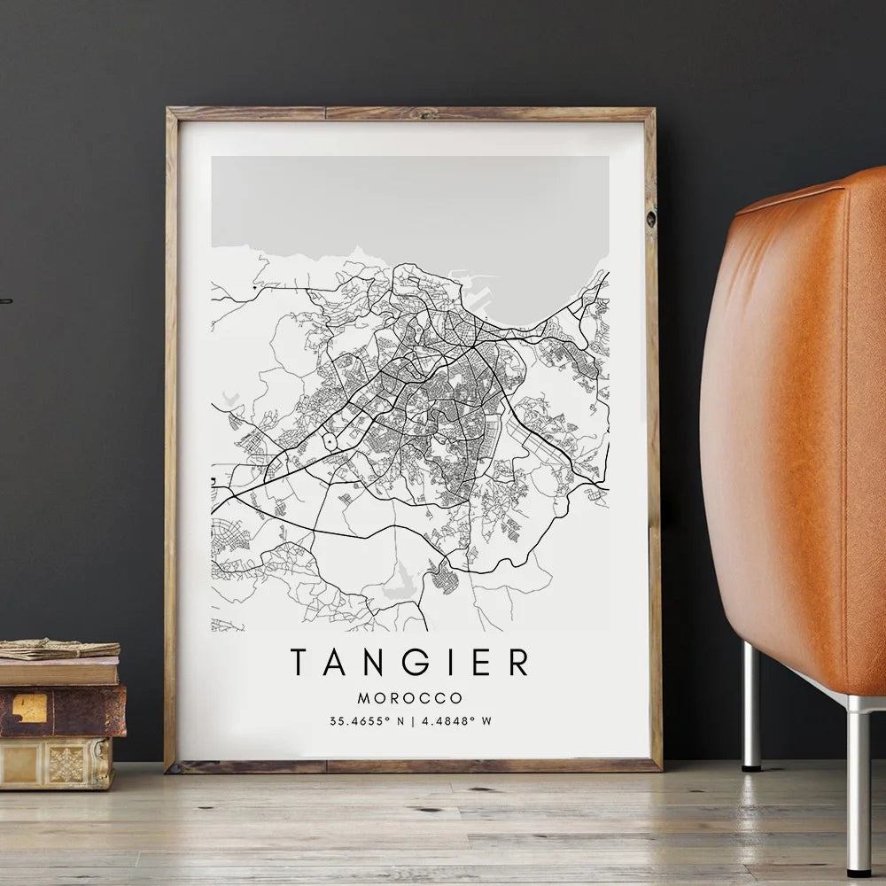 Tangier City Map Wall Art