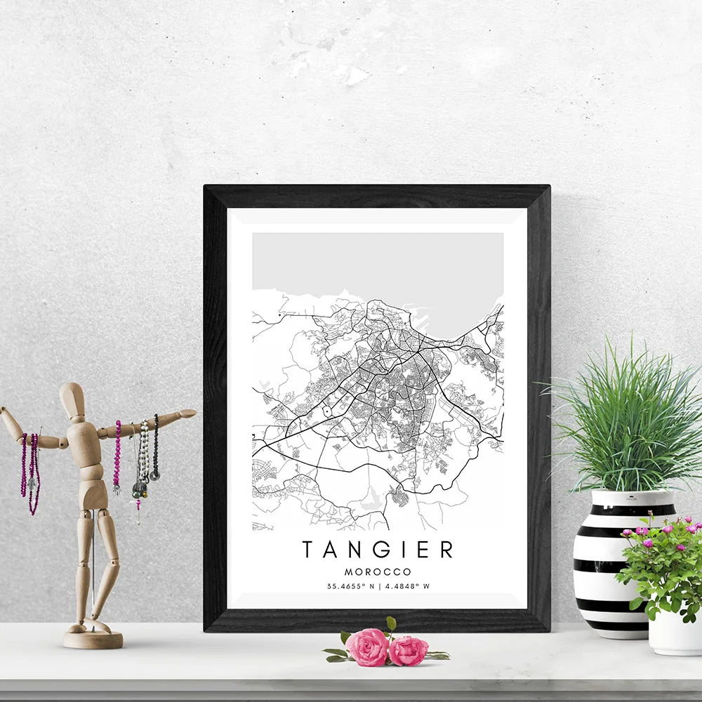 Tangier City Map Wall Art