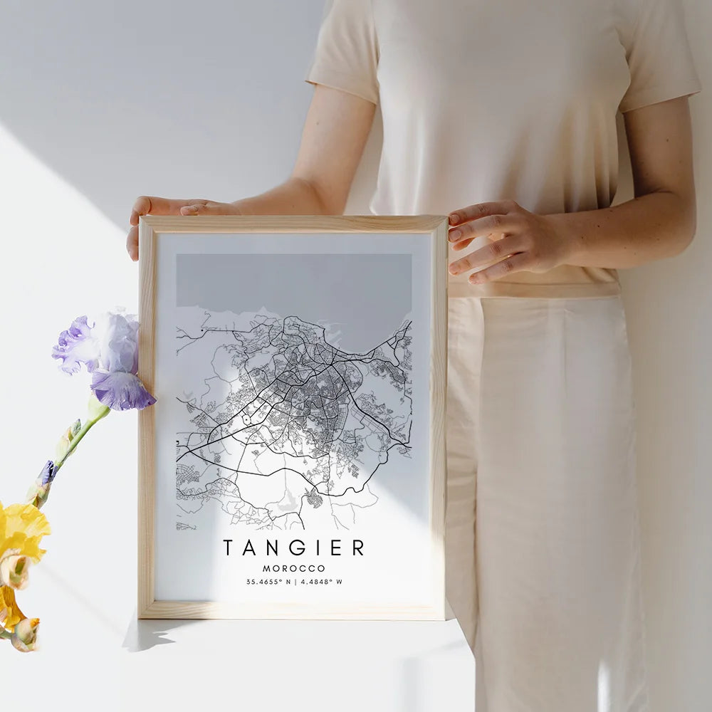 Tangier City Map Wall Art