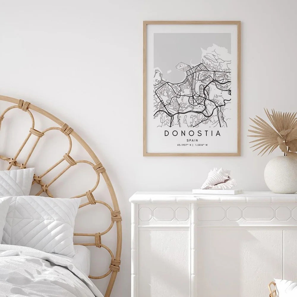 Donostia Map Canvas Wall Art