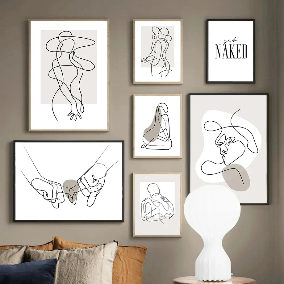 Line Figure Lovers Wall Art