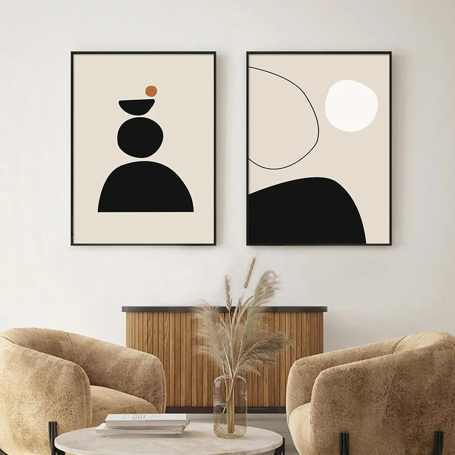 Black Beige Canvas Wall Art