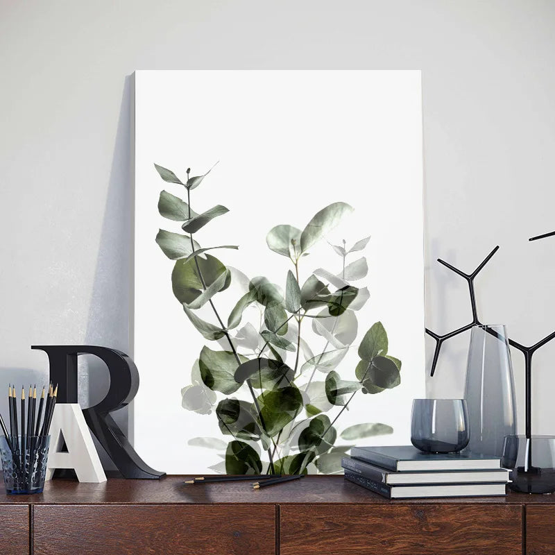 Sage Green Leaves Canvas Art