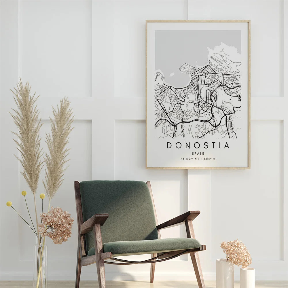 Donostia Map Canvas Wall Art