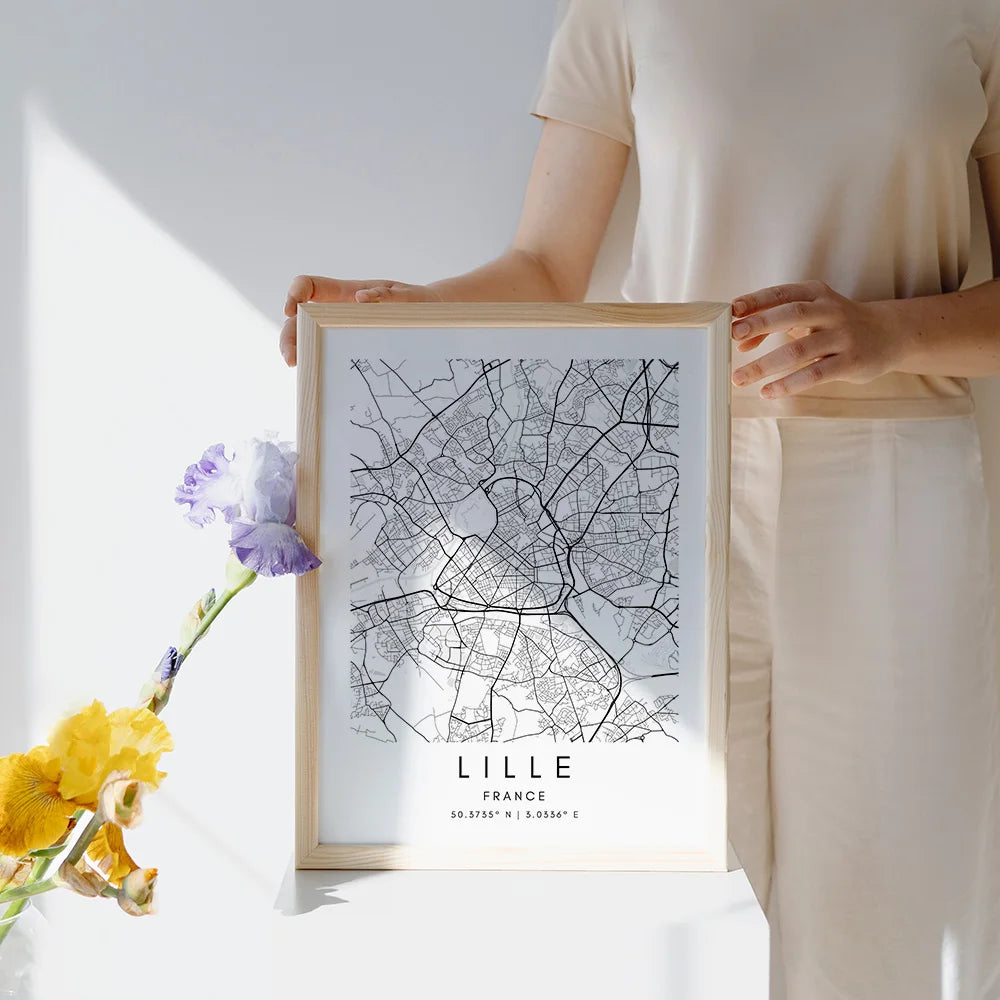 Lille City Map Wall Art