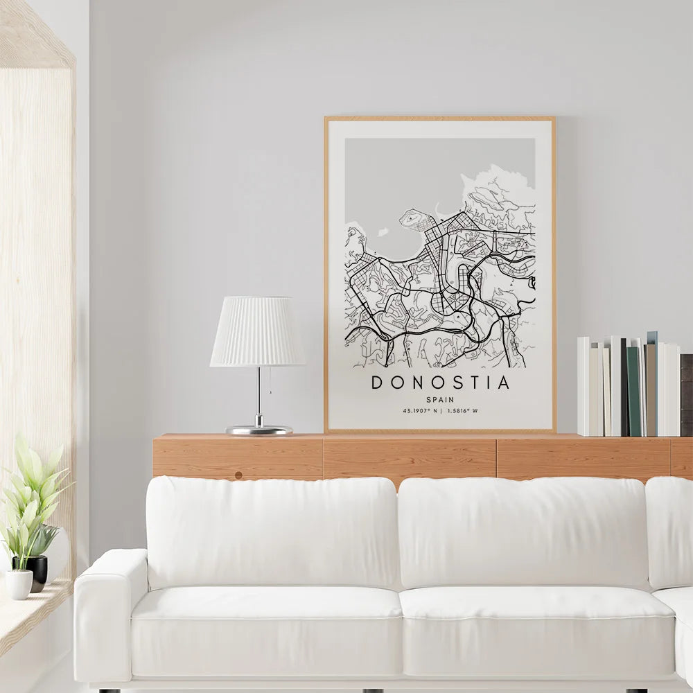 Donostia Map Canvas Wall Art