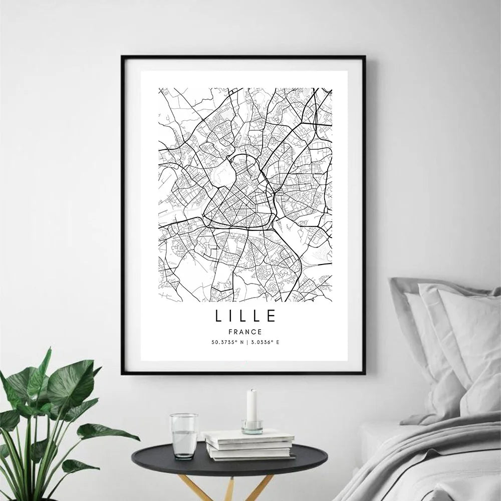 Lille City Map Wall Art